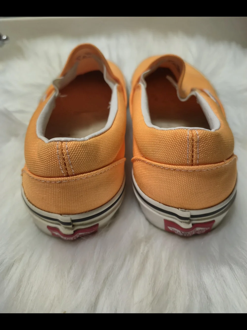 Vans Orange Canvas Slip-On Loafers